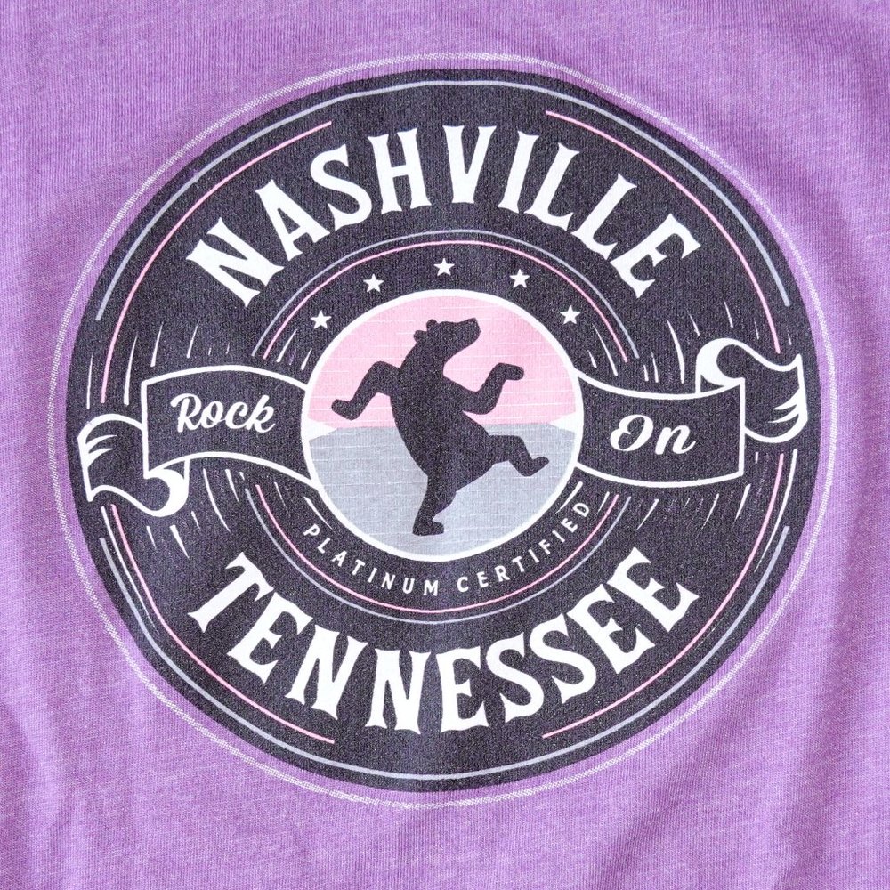 Girls Size Large Fitted Nashville Purple Rock On Graphic T-Shirt